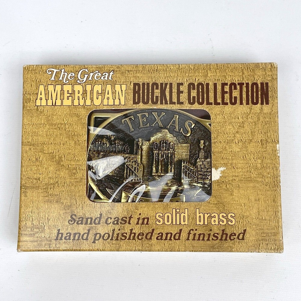VTG NIB 1983 Texas THE ALAMO Solid Brass Belt Buckle Heritage Mint Collection